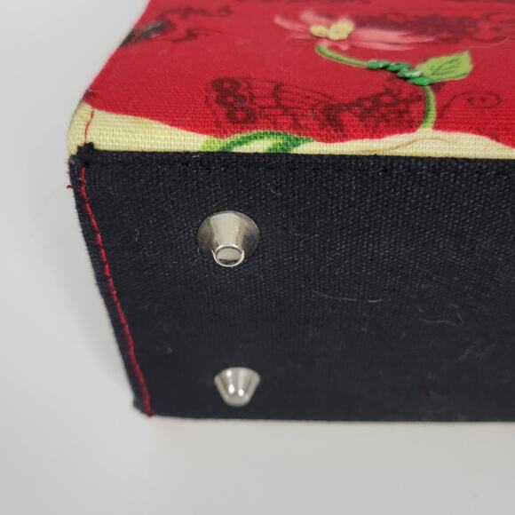 Modella Womens Handbag 11.5" x 8 Red Asian Motif Sequined Double Strap - Picture 13 of 15